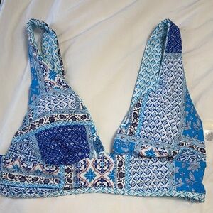 Blue Patterned Bikini Top Reversible